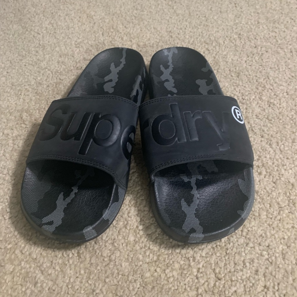 Superdry Black Camouflage Slide Sandals